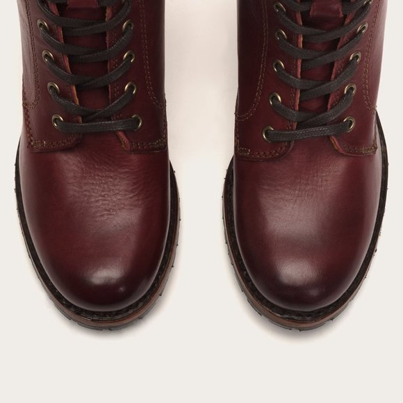 RARE Frye Sabrina 6G Cherry Retro Combat AnkleBoot - Picture 7 of 16